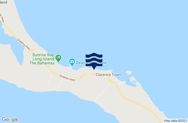 Mappa delle Getijden in Clarence Town, Bahamas