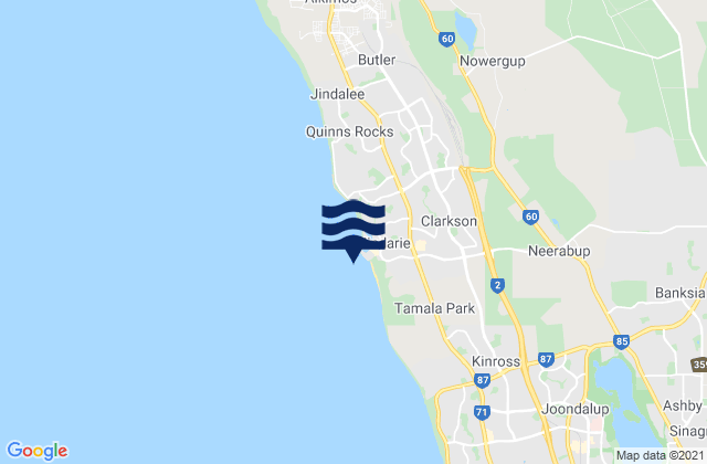 Mappa delle Getijden in Clarkson, Australia
