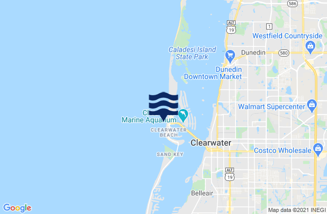 Mappa delle Getijden in Clearwater Beach, United States