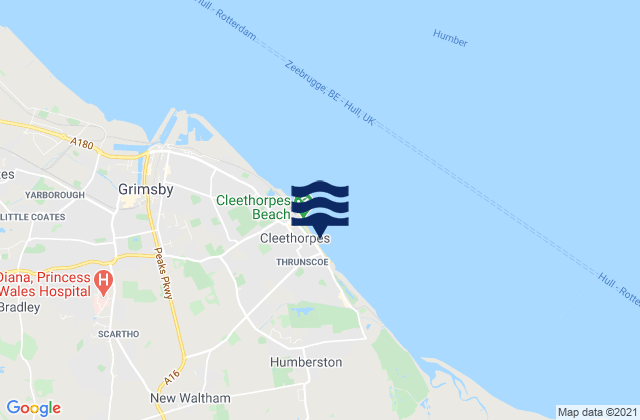 Mappa delle Getijden in Cleethorpes Beach, United Kingdom