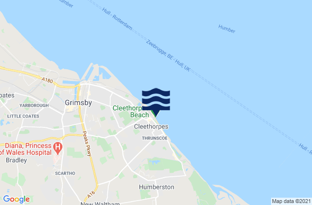 Mappa delle Getijden in Cleethorpes Pier, United Kingdom