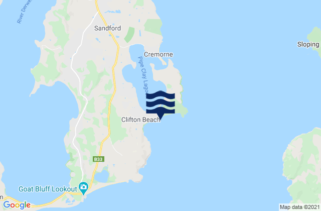 Mappa delle Getijden in Clifton Beach, Australia