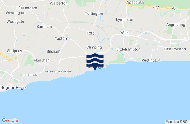 Mappa delle Getijden in Climping Beach, United Kingdom
