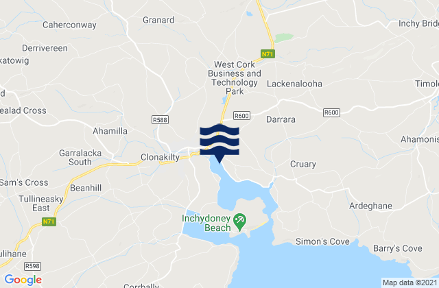 Mappa delle Getijden in Clonakilty, Ireland