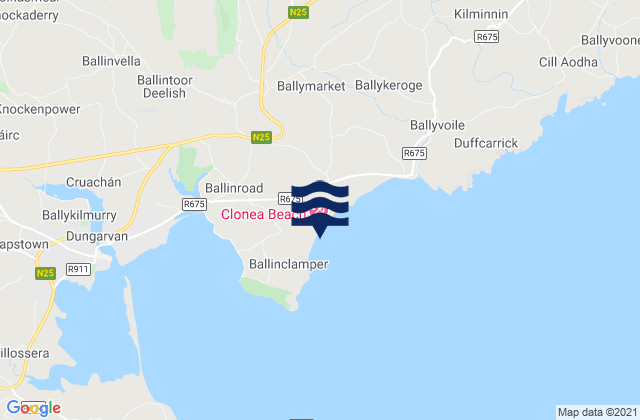 Mappa delle Getijden in Clonea Bay, Ireland