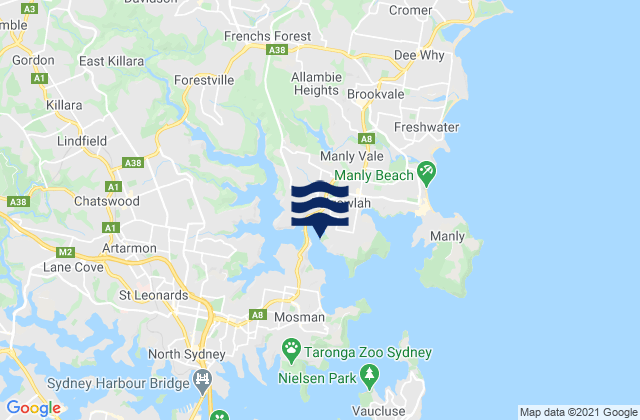 Mappa delle Getijden in Clontarf Beach, Australia