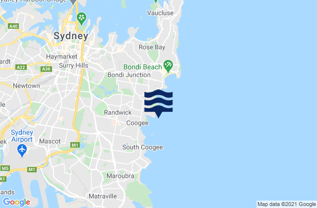 Mappa delle Getijden in Clovelly Beach, Australia
