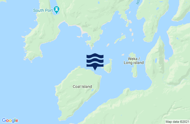 Mappa delle Getijden in Coal Island (Fishing Bay), New Zealand