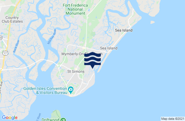 Mappa delle Getijden in Coastguard/St Simons, United States