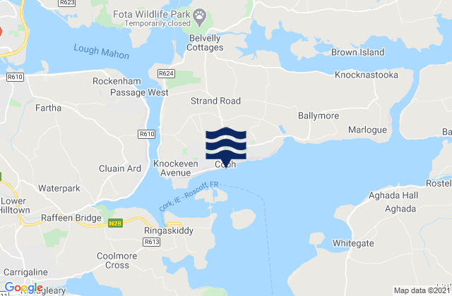 Mappa delle Getijden in Cobh, Ireland