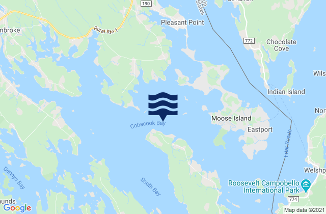 Mappa delle Getijden in Cobscook Bay, United States