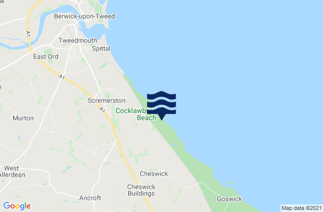 Mappa delle Getijden in Cocklawburn Beach, United Kingdom