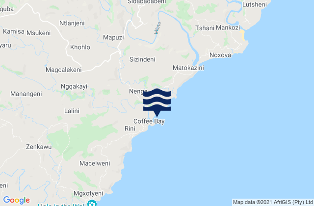 Mappa delle Getijden in CoffeeBayBeach, South Africa
