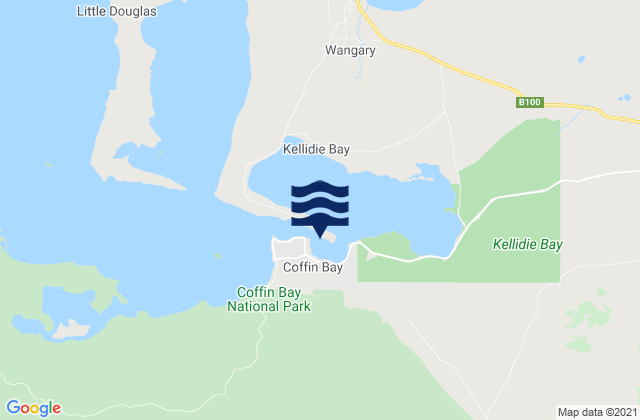 Mappa delle Getijden in Coffin Bay Jetty, Australia