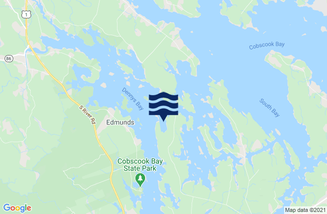 Mappa delle Getijden in Coffin Point, Canada