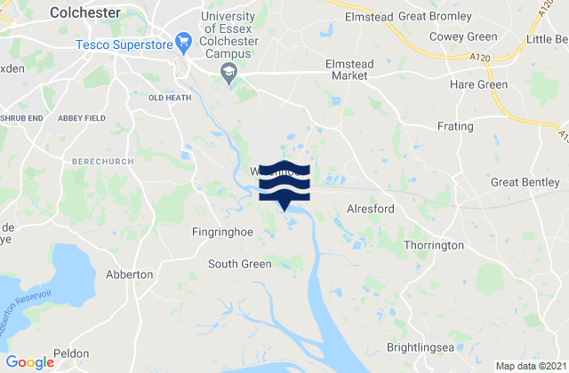Mappa delle Getijden in Colchester, United Kingdom