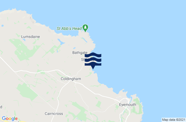 Mappa delle Getijden in Coldingham Bay Beach, United Kingdom