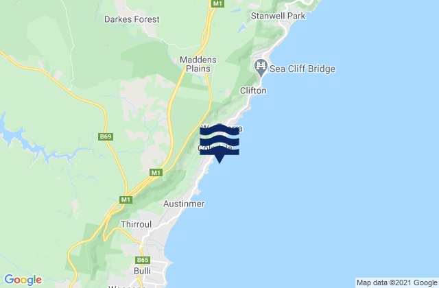 Mappa delle Getijden in Coledale Beach, Australia