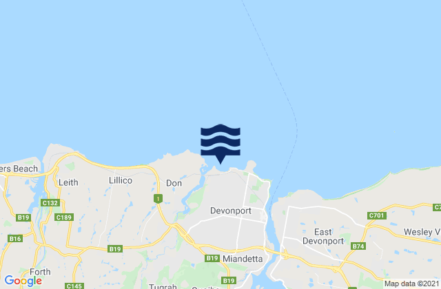 Mappa delle Getijden in Coles Beach, Australia