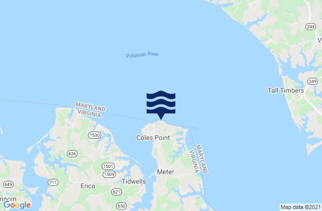Mappa delle Getijden in Coles Point, United States