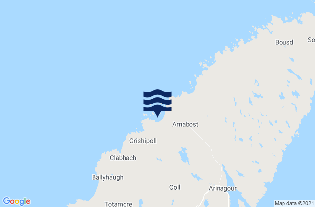 Mappa delle Getijden in Coll Island, United Kingdom