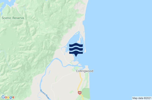 Mappa delle Getijden in Collingwood, New Zealand