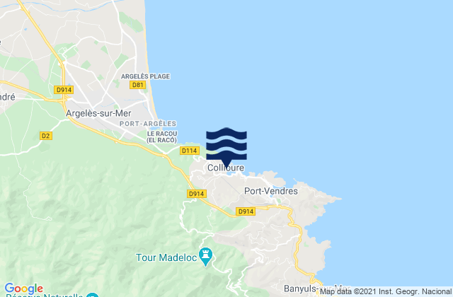 Mappa delle Getijden in Collioure, France