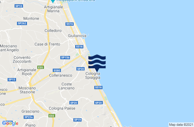 Mappa delle Getijden in Cologna Spiaggia, Italy