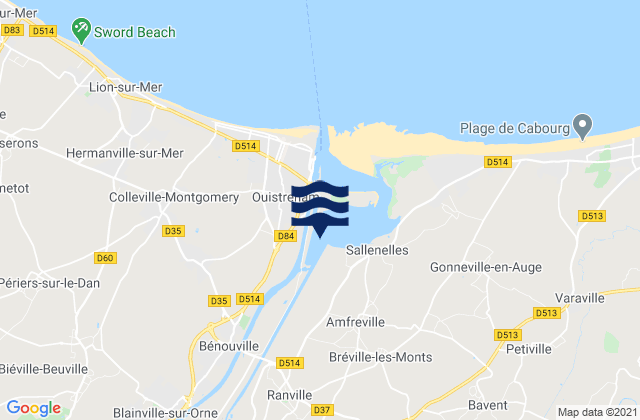 Mappa delle Getijden in Colombelles, France