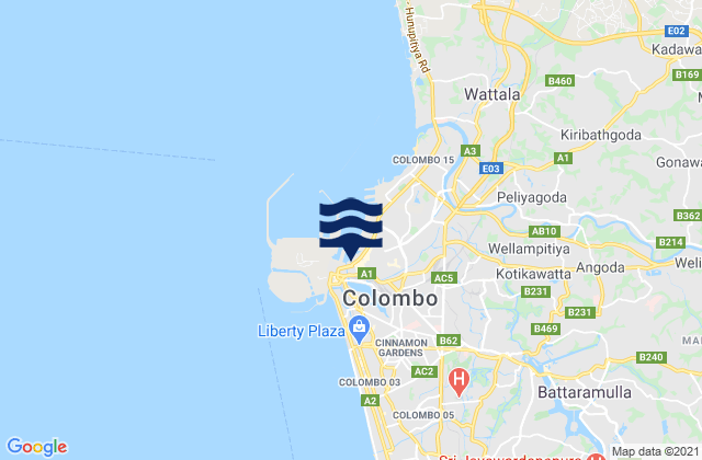 Mappa delle Getijden in Colombo, Sri Lanka