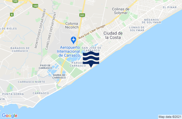 Mappa delle Getijden in Colonia Nicolich, Uruguay