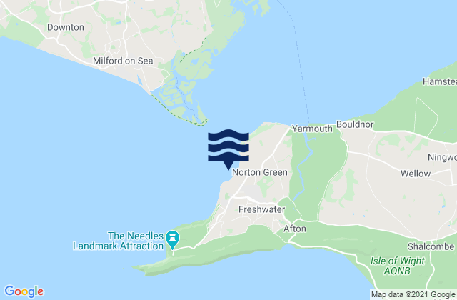 Mappa delle Getijden in Colwell Bay Beach, United Kingdom
