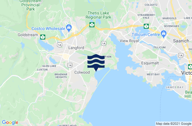 Mappa delle Getijden in Colwood, Canada