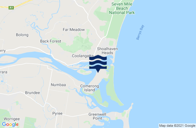 Mappa delle Getijden in Comerong Island, Australia