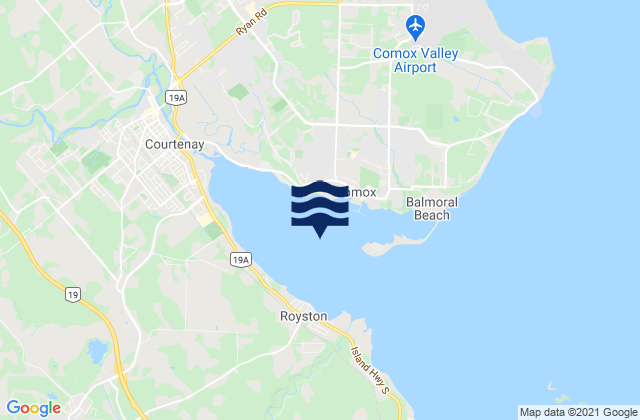 Mappa delle Getijden in Comox Harbour, Canada