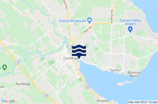 Mappa delle Getijden in Comox Valley Regional District, Canada
