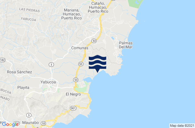 Mappa delle Getijden in Comunas, Puerto Rico