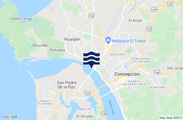 Mappa delle Getijden in Concepción, Chile