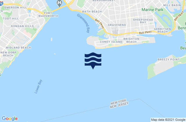 Mappa delle Getijden in Coney Island Lt. 1.5 miles SSE of, United States