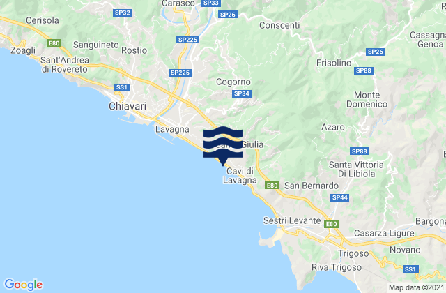 Mappa delle Getijden in Conscenti, Italy