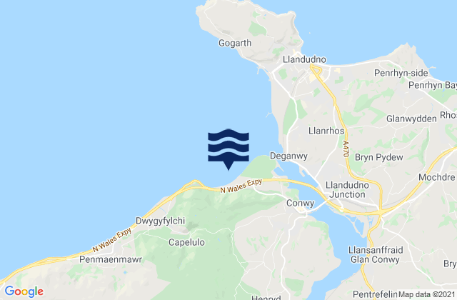Mappa delle Getijden in Conwy Morfa Beach, United Kingdom