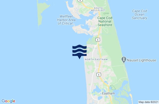 Mappa delle Getijden in Cooks Brook Beach, United States