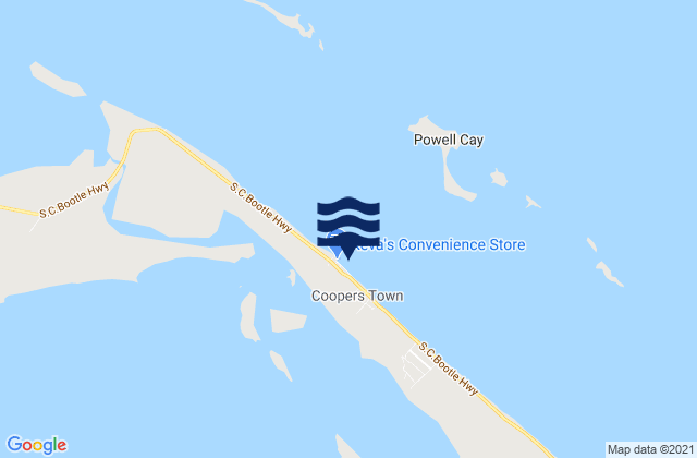 Mappa delle Getijden in Cooper’s Town, Bahamas