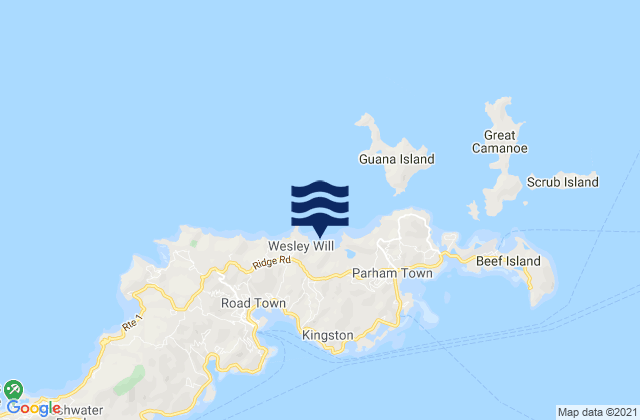 Mappa delle Getijden in Cooten Bay, U.S. Virgin Islands