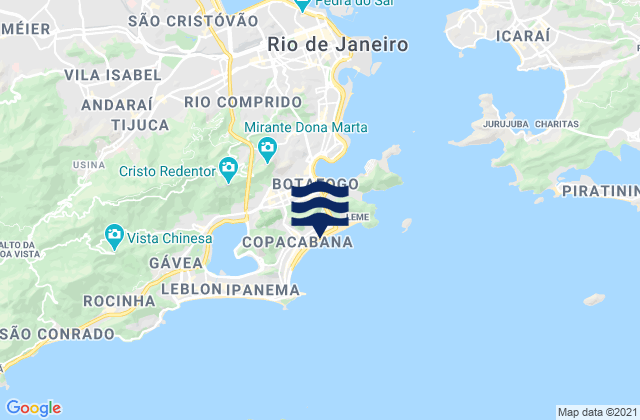 Mappa delle Getijden in Copacabana Beach, Brazil