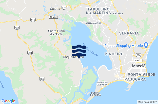 Mappa delle Getijden in Coqueiro Seco, Brazil
