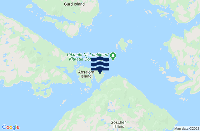 Mappa delle Getijden in Coquitlam Island, Canada