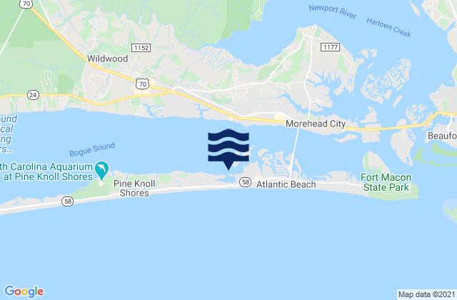Mappa delle Getijden in Coral Bay (Atlantic Beach), United States