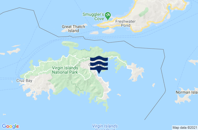 Mappa delle Getijden in Coral Bay, U.S. Virgin Islands