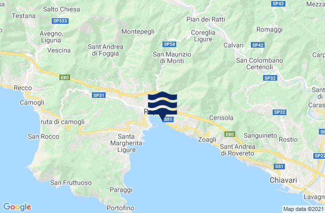 Mappa delle Getijden in Coreglia Ligure, Italy